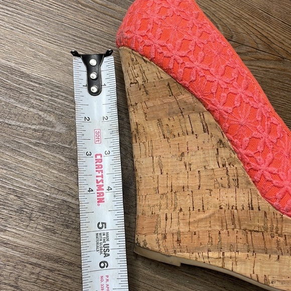 Rue 21 Coral Orange Platform Wedge Heels, size 8/9 - Picture 8 of 11